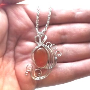Red Carnelian Womans Pendant Wire Wrapped Jewelry Handmade in Silver With Free Shipping image 2