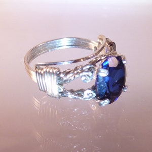 Blue Sapphire Ring Wire Wrapped Womans Jewelry Handmade in Silver FREE SHIPPING image 7