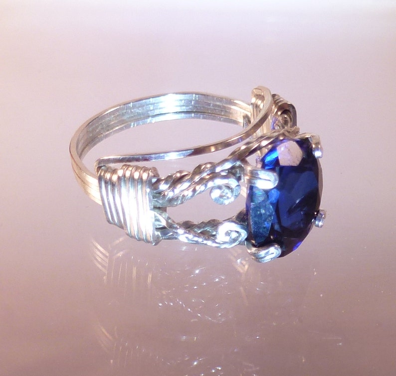 Blue Sapphire Ring Wire Wrapped Womans Jewelry Handmade in Silver FREE SHIPPING image 7