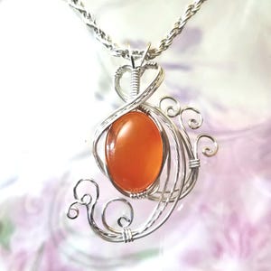 Red Carnelian Womans Pendant Wire Wrapped Jewelry Handmade in Silver With Free Shipping image 1