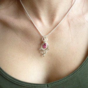 Pink Sapphire Womans Pendant Necklace Wire Wrapped Jewelry Handmade in Silver FREE SHIPPING image 4