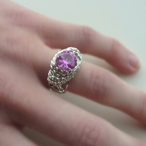 Birthstone Ring With Your Choice of Gem Wire Wrapped Handmade in Silver FREE SHIPPING image 2