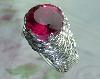 Your Choice of Birthstone Ring Wire Wrapped Jewelry Handmade in Silver FREE SHIPPING