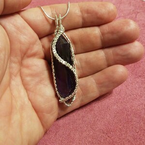 Amethyst Crystal Pendant Womans Necklace Pendant Wire Wrapped Jewelry Handmade in Silver with Free Shipping image 3