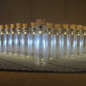 100 1.8ml Small Glass Bottles With Corks. Bitty Bottles. Empty Jars with Cork Tops. Little Miniature DIY Craft and Jewelry Findings.