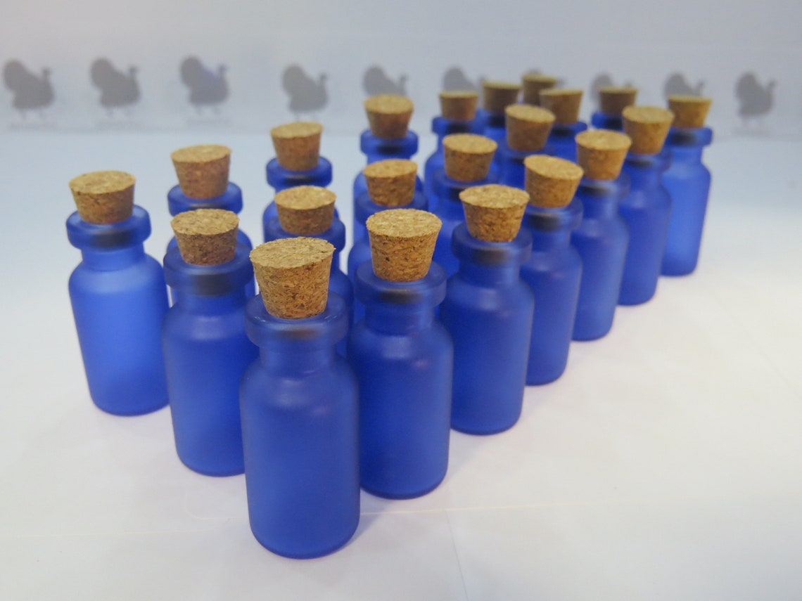 10 Small Colored Bottles. Blue 2ml Bottles. Small Glass Jars Etsy