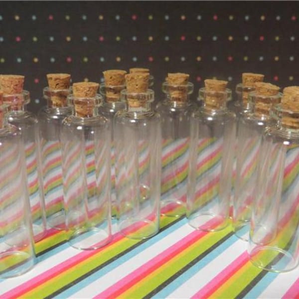 10 5ml Bottles. Bitty Bottle. Small Glass Bottles With Corks. Empty Vial. Message In A Bottle Charm. Little Jars. Mini Glass Vials Pendant.