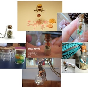 Custom Assortment of 10 Small Glass Bottles With Corks. Choose any 10 Bitty Bottles From A Wide Selection. 10 Bottles Vials Jars With Corks.