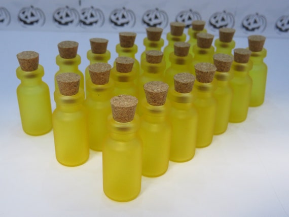 100 Colored Glass Vials. Yellow 2ml Bottles. Tiny Glass Bottles. Mini Glass Bottles. Glass Bottles with Cork. Tinted Bottles. Bitty Bottles.