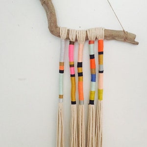 Bohemian yarn wrapped tassel wallhanging