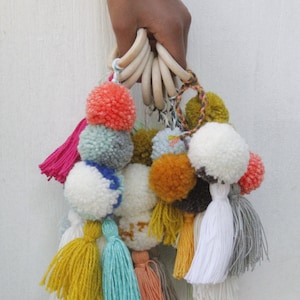  Bohemian Tassel Wrist Strap Pom Pom Ball Car Keyring