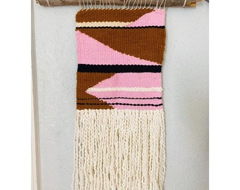Pink & brown woolen weaving