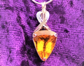 Citrine Sterling Silver Wire Wrap Pendent