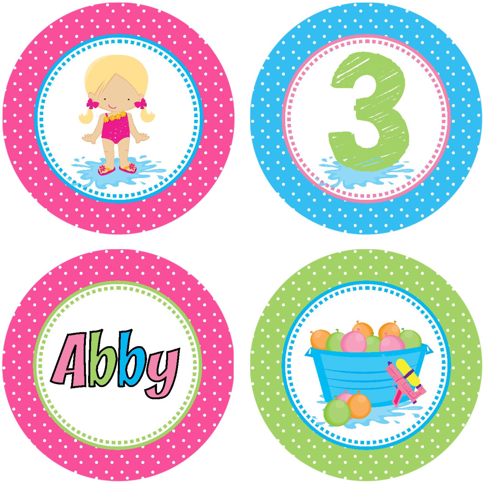 DIY Girl Water Games Birthday Party Pack Coordinating Items Etsy
