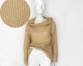 The Desert Sand Vintage 90s Sweater Off Shoulder Ivory Mohair Cozy Comfy Cowl Neck Oversized Crochet Slouchy O S Women s Jumper, Pullover