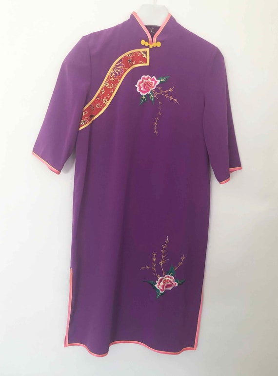 The Purple Dragon Mao Vintage 70s Dress Cheongsam Chi… - Gem