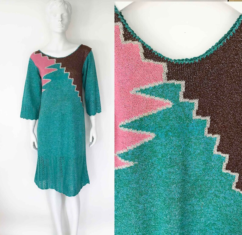 pink and green sweater dress