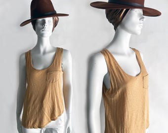 The Mustard Seed Slvless Tank Top Vintage 2000s Cotton Rayon Tee Shirt