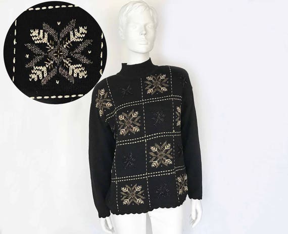 The Electric Snowflakes Vintage 80s Sweater Mock … - image 2