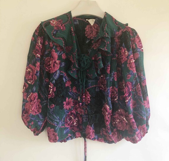 The Divine DIANE FREIS Vintage 80s Blouse Blouson… - image 7