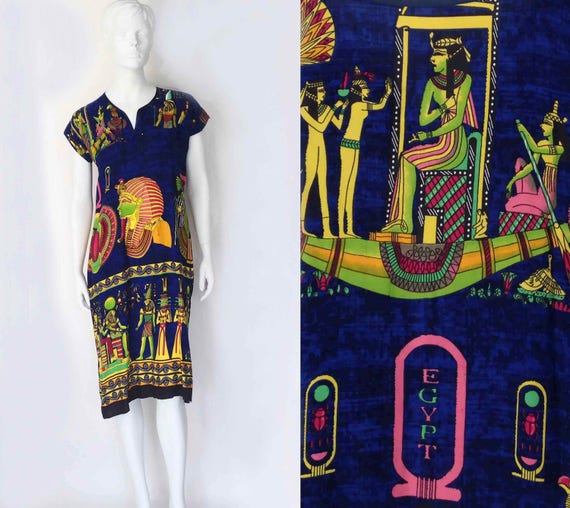 The Walk Like an Egyptian Vintage 90s Dress Print… - image 1