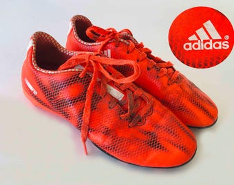 The ADIDAS is Awesome Soccer Cleats Vintage 90s Fluorescent Orange Neon Tennis Shoes Sports Girls Size 5