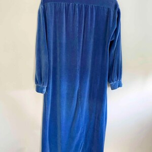 The Velvet Vixen Maxi Dress Vintage 80s Robe Blue Velvet Long Sleeve Classic Long Dress Fall image 7