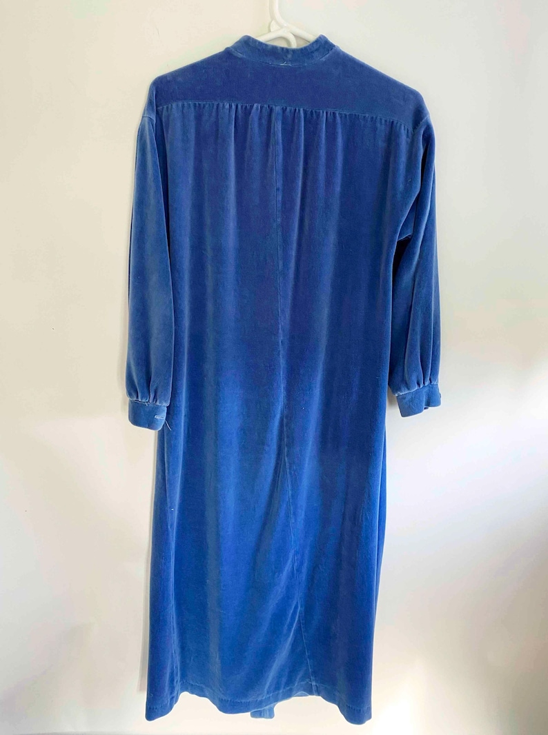 The Velvet Vixen Maxi Dress Vintage 80s Robe Blue Velvet Long Sleeve Classic Long Dress Fall image 7