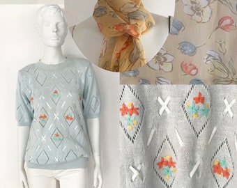 The Ghost White Vintage 80s Blouse Slinky Georgette Sheer Pleated