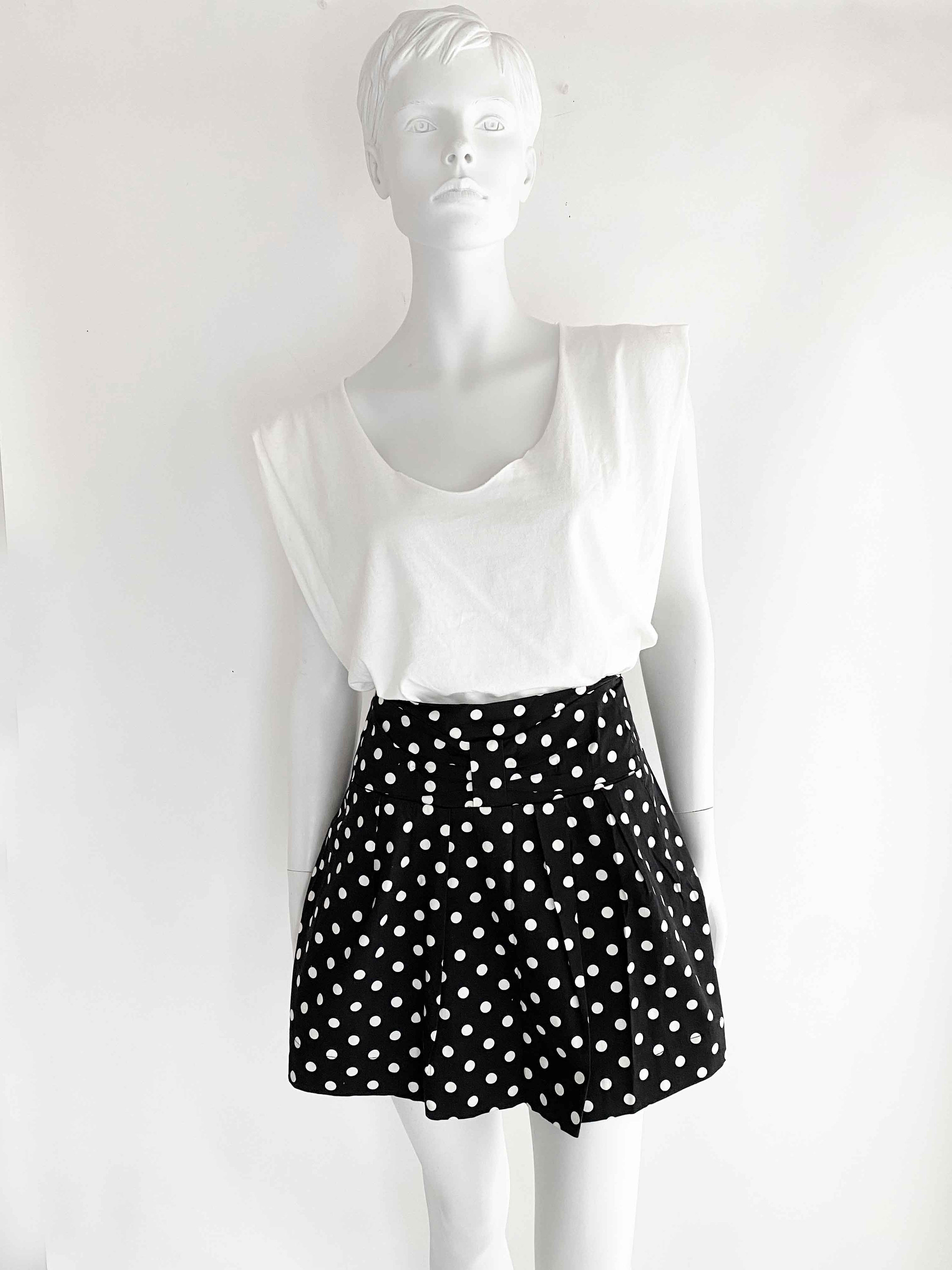 Colorful Dot Umbrella Skirt - High Waist Flared Mini Skirt, Retro 80s Geometric Print, Stretchy Polyester, Small To XL - View #8