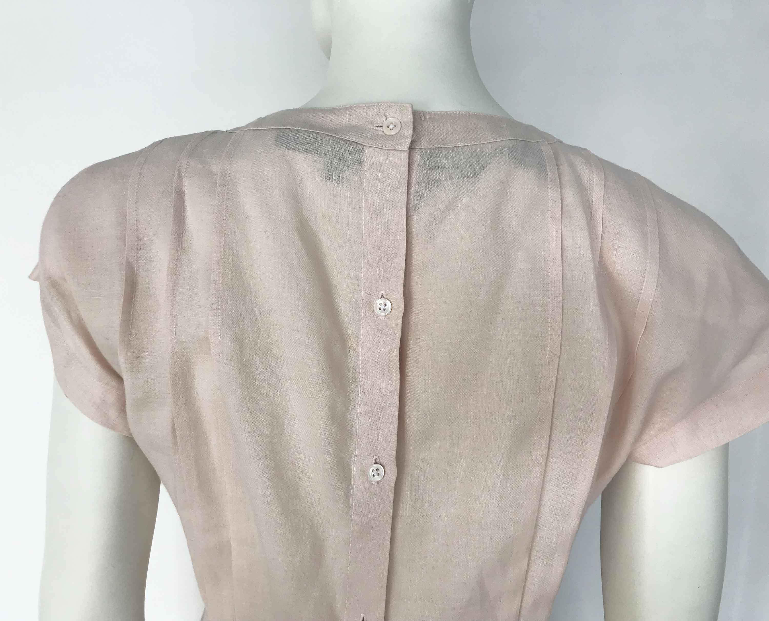 The Blush X Roses Vintage 80s Linen Blouse Pleated Fitted - Etsy