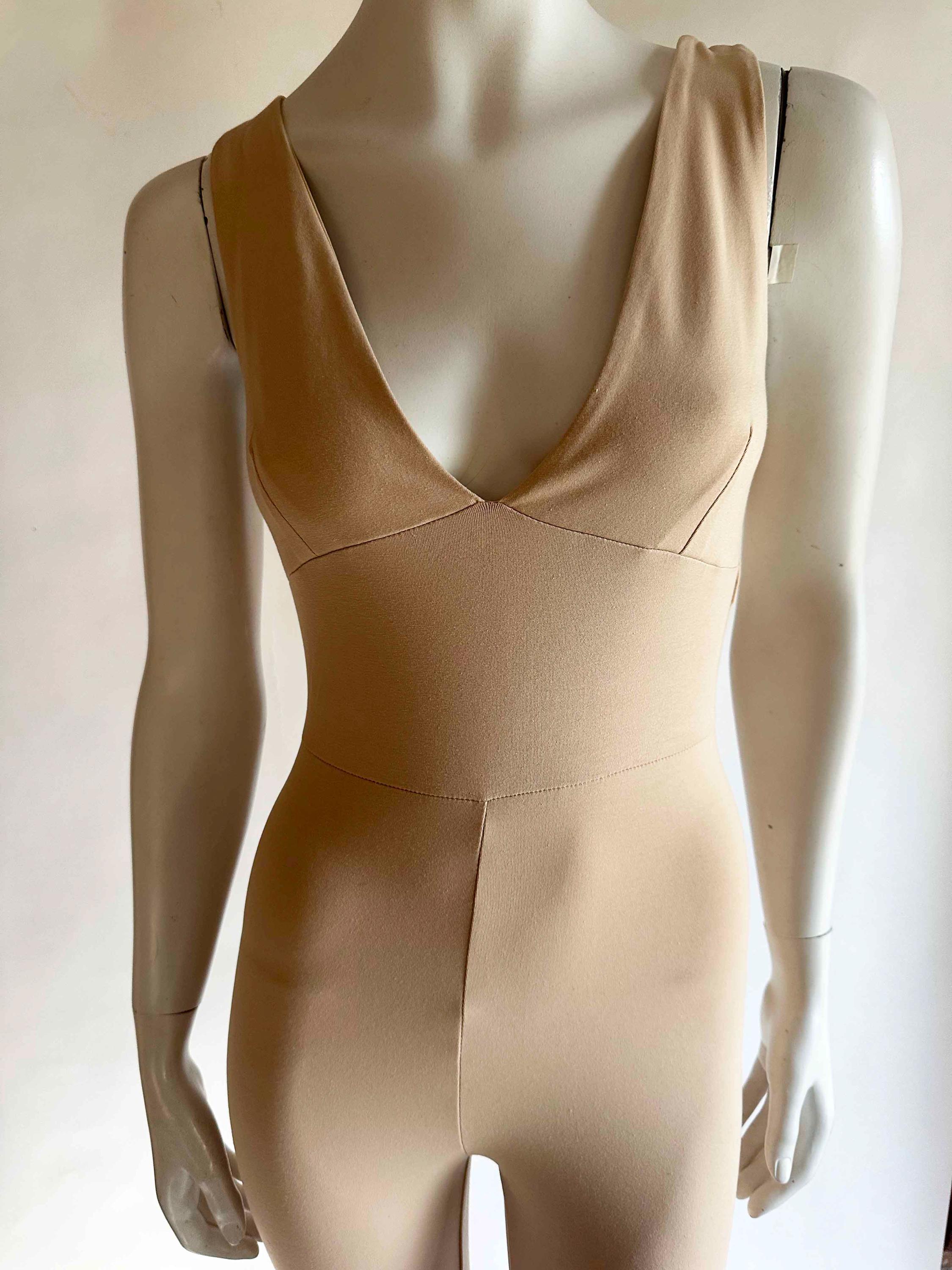 The Delightful Dancers Unitard Vintage 2000s Chamois Tan V Neck Cat ...