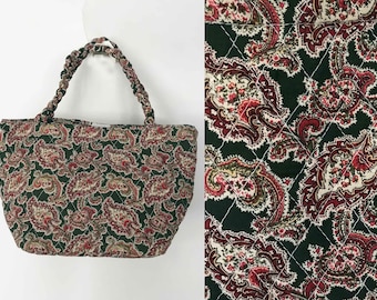 The Preppy Paisley Park Purse Vintage 80s Toiletries Travel Shower Accessories Tote Quilted Handbag