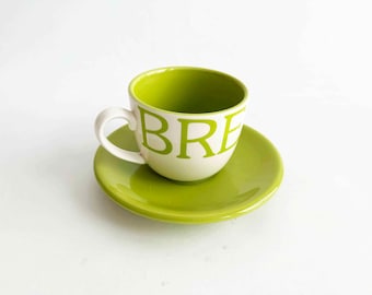 The Breakfast Club Green Coffee Mug x Saucer Vintage 90s Serving Tea Cup Ceramic