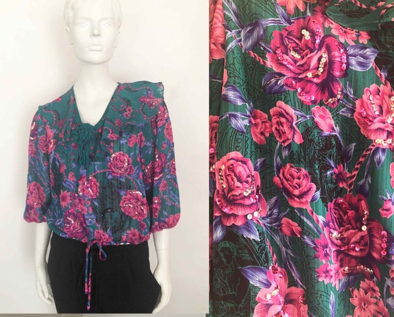 The Divine DIANE FREIS Vintage 80s Blouse Blouson… - image 1