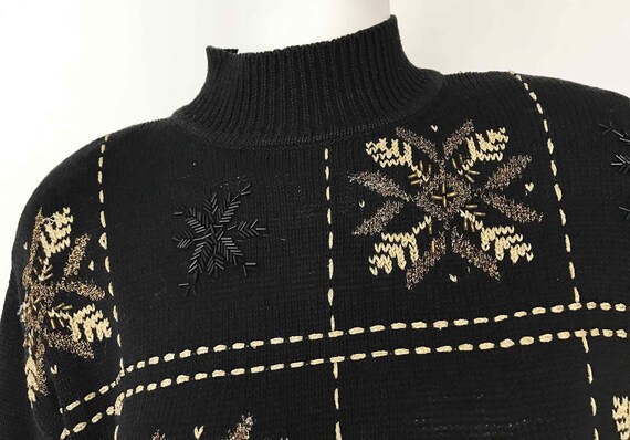 The Electric Snowflakes Vintage 80s Sweater Mock … - image 3