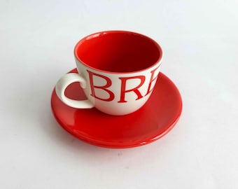 The Breakfast Club Red Coffee Mug x Saucer Vintage 90s Serving Tea Cup Ceramic