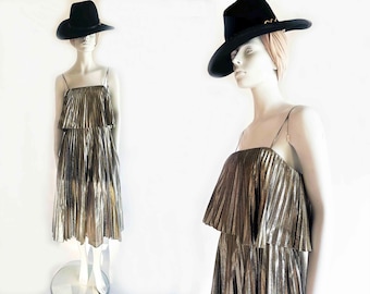 Vintage Metallic Gold Designer Dress, Vince Camuto Size 12 - Etsy