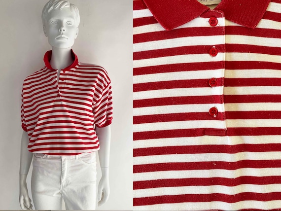 The British Sailor Vintage 90s Striped PoloTop Na… - image 1