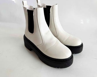 The London Bridges Platform Boots Vintage 2000s Shoes Black x White us 7 uk 4.5 eur 37.5 jap 23 kor 241
