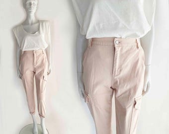The Peach Fuzz Cargo Pants Vintage 80s Brushed Cotton Twill Trousers Bottoms Capri