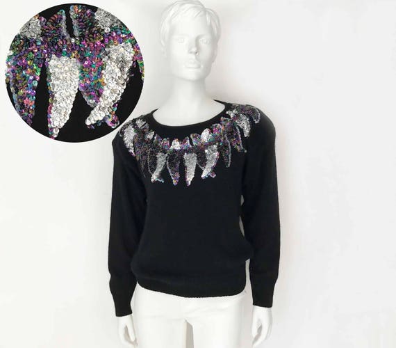 The Liquid Electric Feathers Vintage 80s Sequin Sw