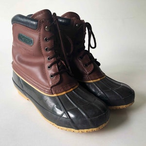 The Walk The Wetlands Vintage 80s Rubber Rain Boots Duck Shoes Leather Upper Rubber Sole Steel Shank Womens US8 UK5.5 EUR38.5 JAP24