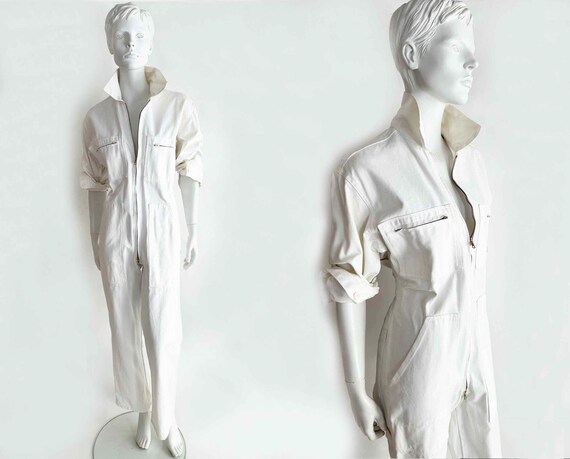 The Laboratory of LOVE Jumpsuit Vintage 90’s Romper One Piece White Denim Twill