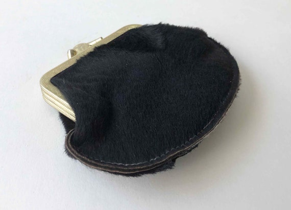 The Black Pony Fur Vintage 80s Coin Purse Wallet … - image 1