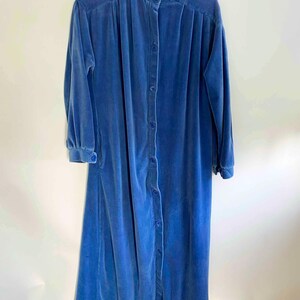 The Velvet Vixen Maxi Dress Vintage 80s Robe Blue Velvet Long Sleeve Classic Long Dress Fall image 6