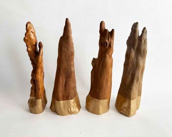 The Frozen in Time Pretoria Wood x Gold Sculpture Vintage 2000s Object Driftwood Object Art Boho Home Decor