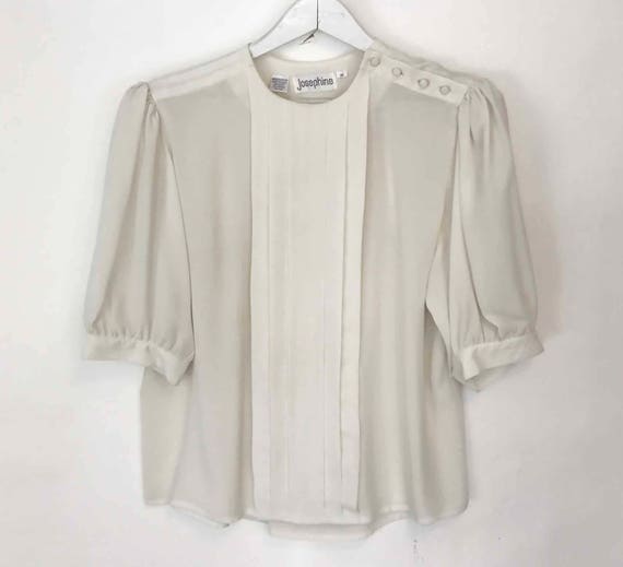 The Ghost White Vintage 80s Blouse Slinky Georget… - image 5