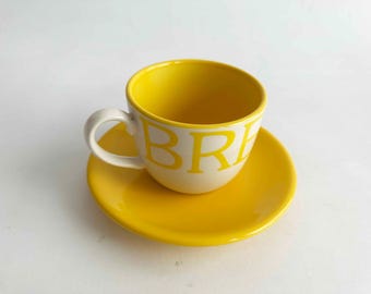The Breakfast Club Yellow Coffee Mug x Saucer Vintage 90s Serving Tea Cup Ceramic
