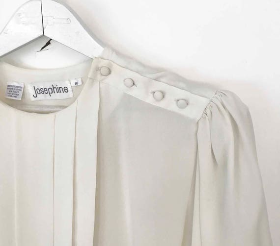 The Ghost White Vintage 80s Blouse Slinky Georget… - image 7